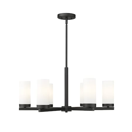 Z-Lite Danica 6 Light Chandelier, 26in. W x 12.5in. H, Matte Black 3044-6MB